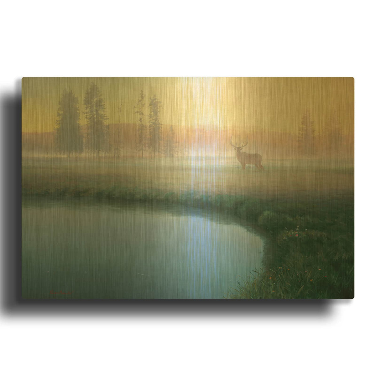'Yellowstone Mist' By Adriano Manocchia Gold Metal Wall Art
