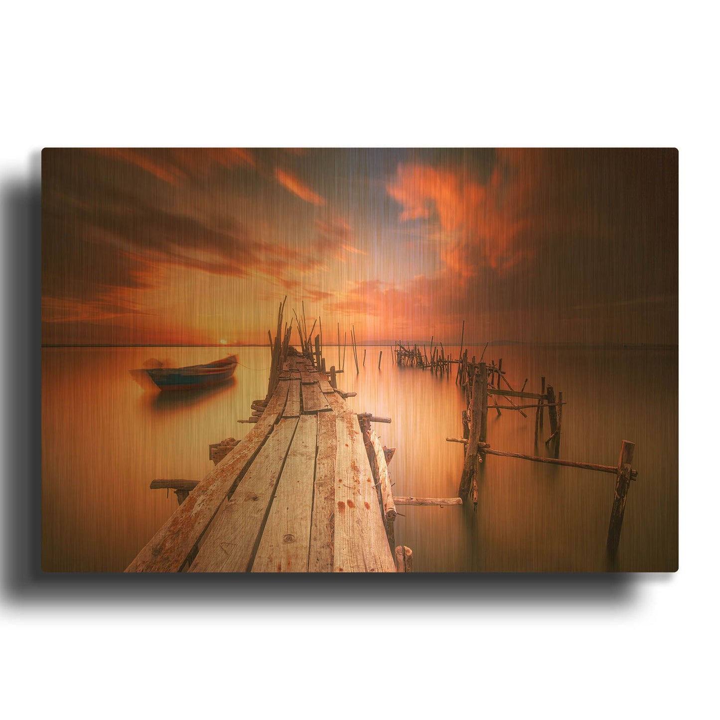 'Red Sunset at Carrasqueira Alentejo' By Andy Mumford Gold Metal Wall Art