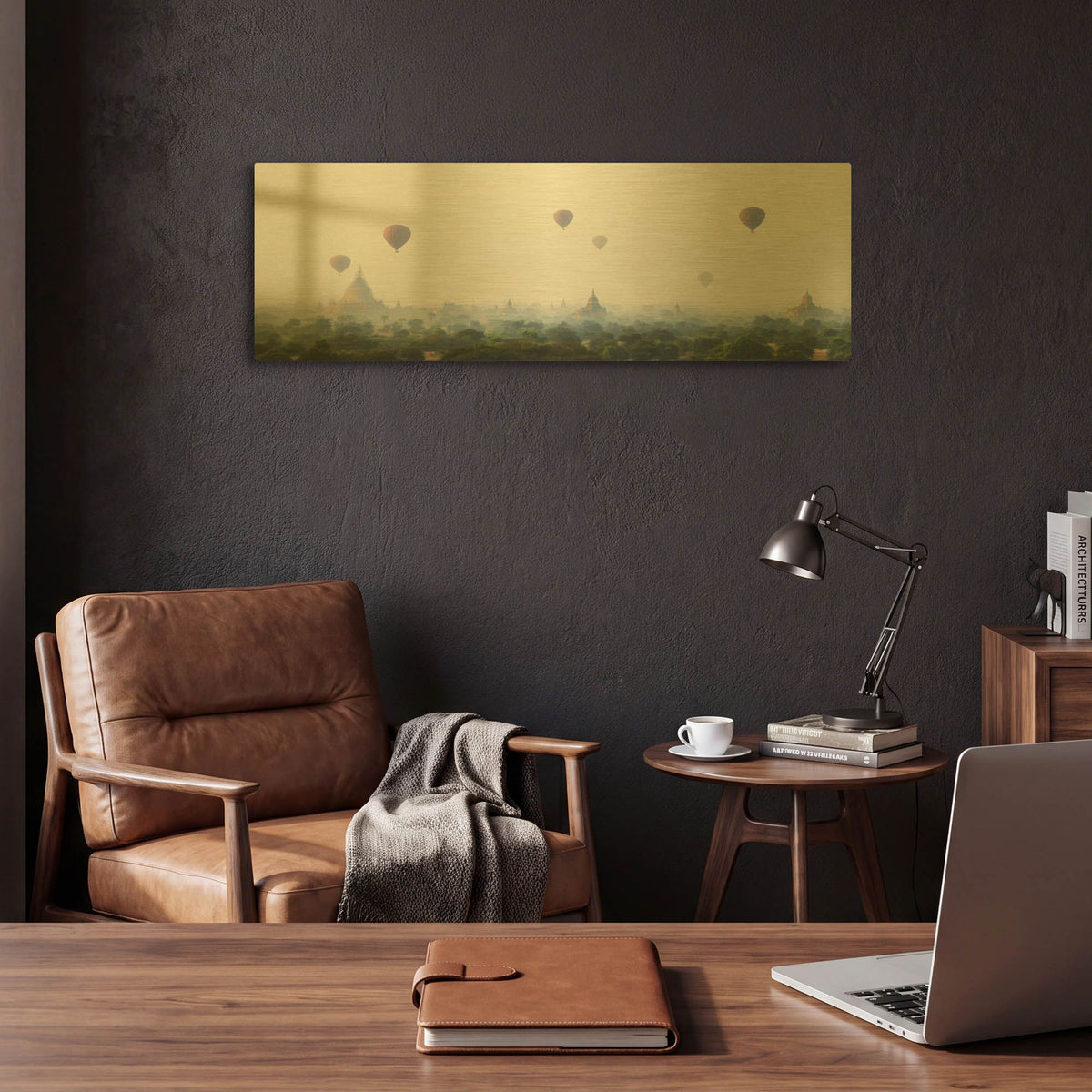 'Sunrise at Bagan' By Andy Mumford Gold Metal Wall Art