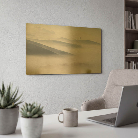 'Dawn Mist in Val dOrcia Tuscany' By Andy Mumford Gold Metal Wall Art