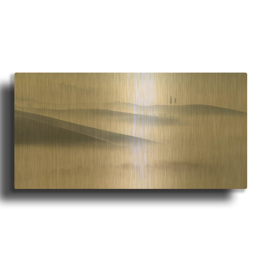 'Dawn Mist in Val dOrcia Tuscany' By Andy Mumford Gold Metal Wall Art