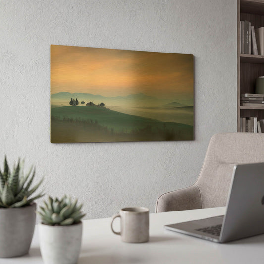 'Capella di Vitaleta at Dawn Tuscany I' By Andy Mumford Gold Metal Wall Art