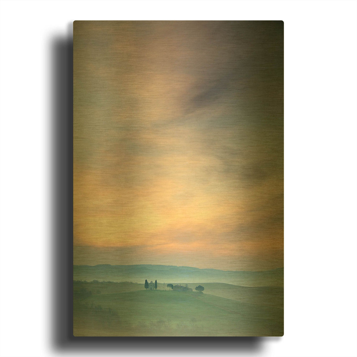 'Capella di Vitaleta at Dawn Tuscany II' By Andy Mumford Gold Metal Wall Art