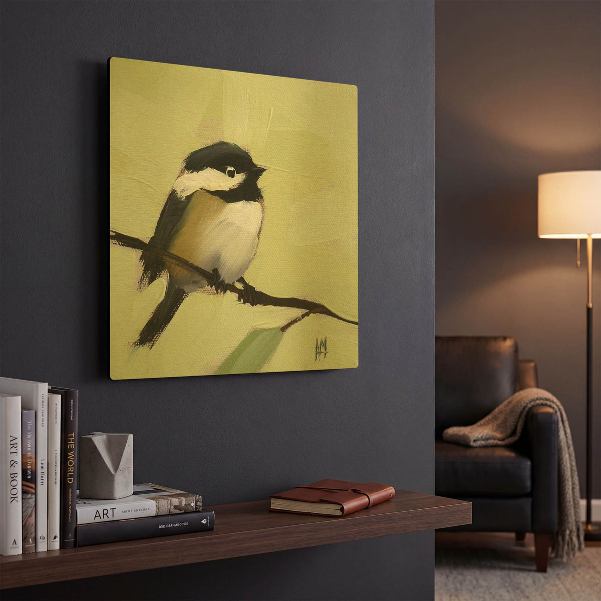 'Chickadee No 143' By Angela Missman Gold Metal Wall Art