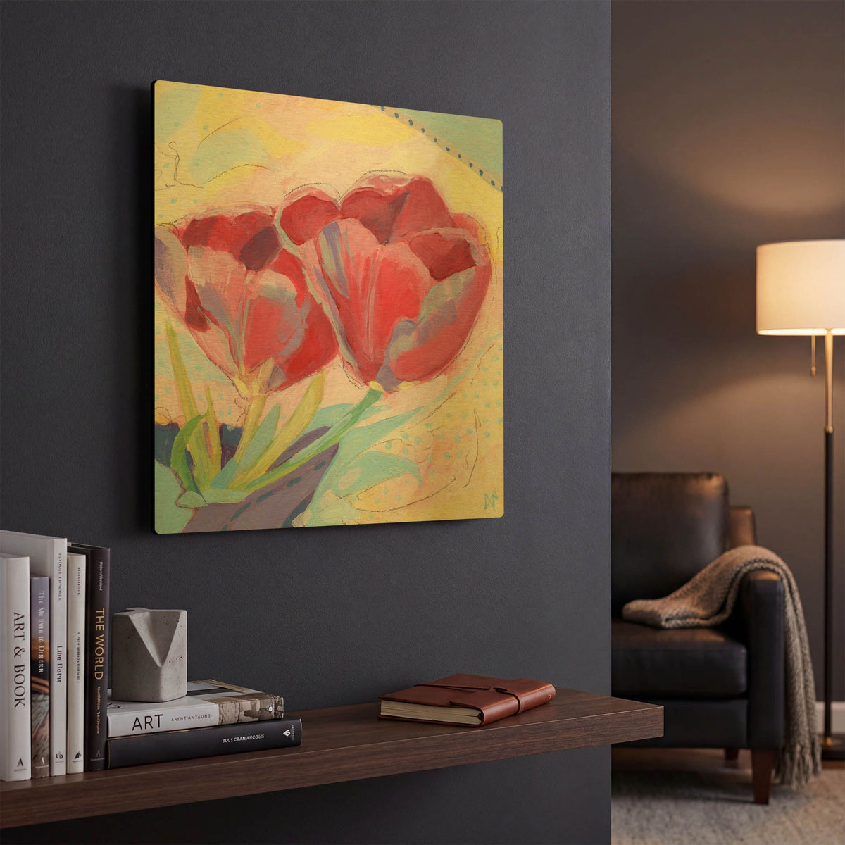 'Tulips No 2' By Ann Thompson Nemcosky Gold Metal Wall Art