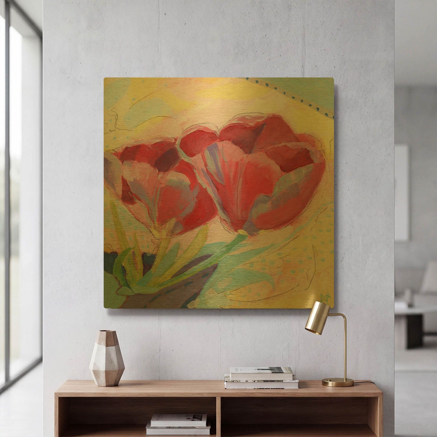 'Tulips No 2' By Ann Thompson Nemcosky Gold Metal Wall Art