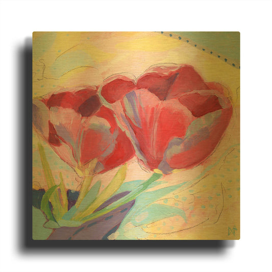 'Tulips No 2' By Ann Thompson Nemcosky Gold Metal Wall Art