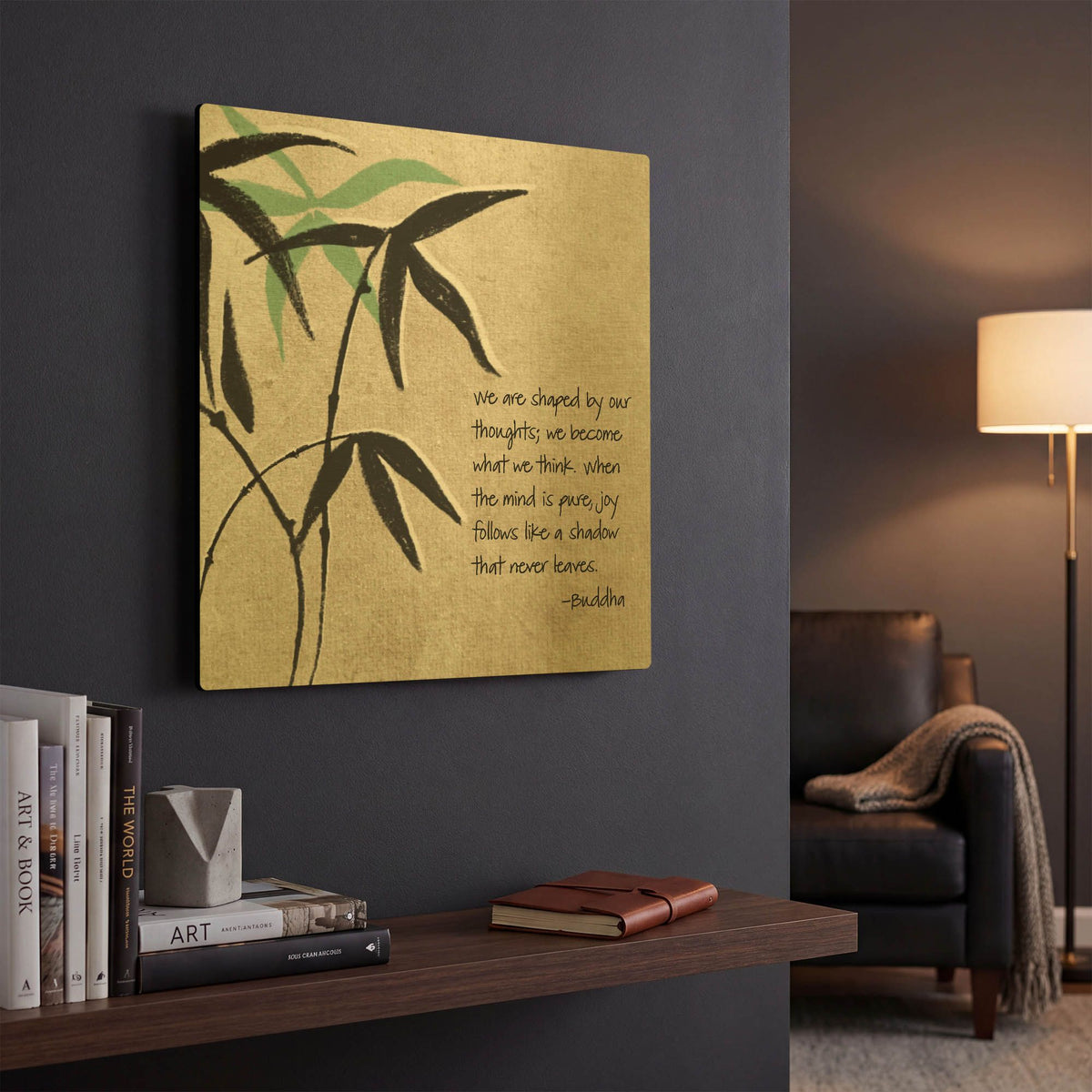 'Joy Follows' By Linda Woods Gold Metal Wall Art