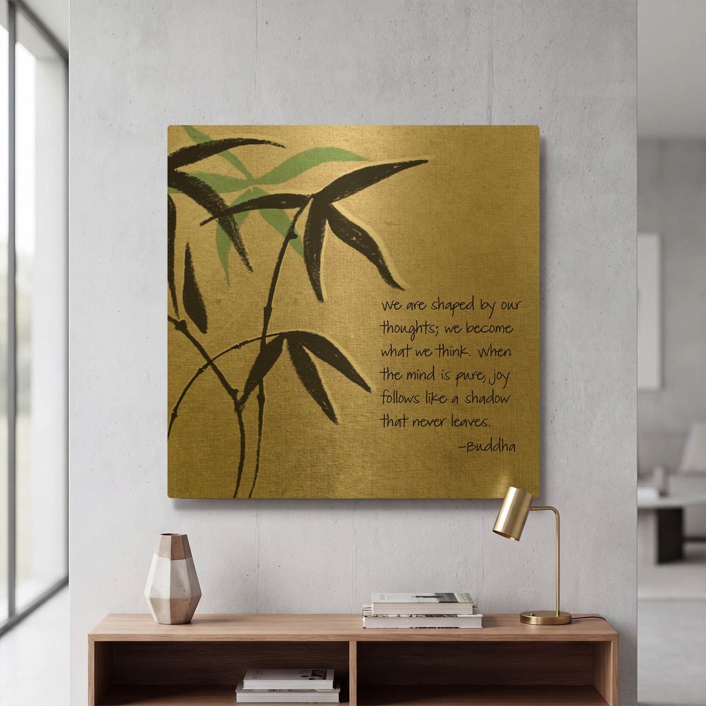 'Joy Follows' By Linda Woods Gold Metal Wall Art