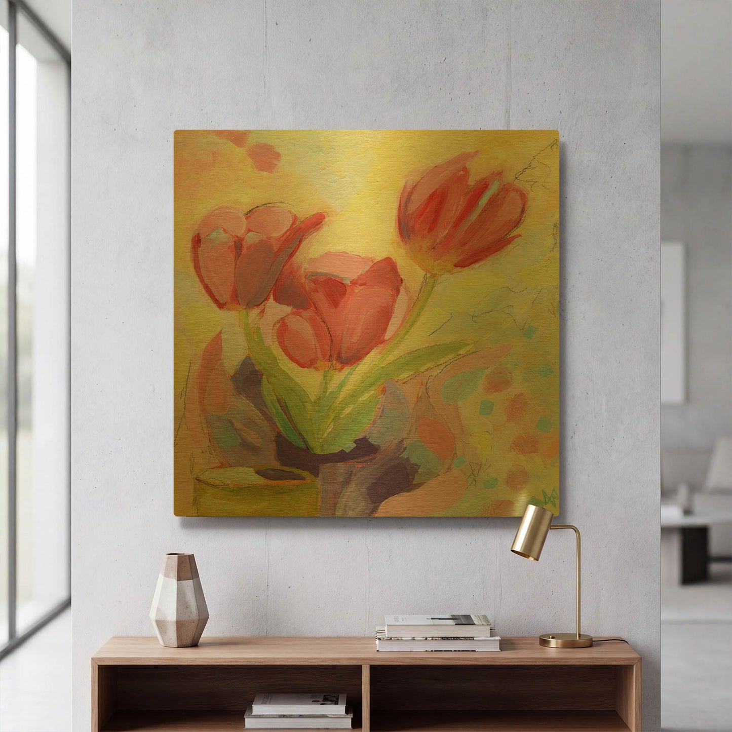'Tulips No 3' By Ann Thompson Nemcosky Gold Metal Wall Art