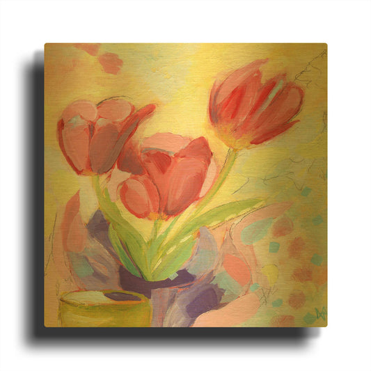 'Tulips No 3' By Ann Thompson Nemcosky Gold Metal Wall Art