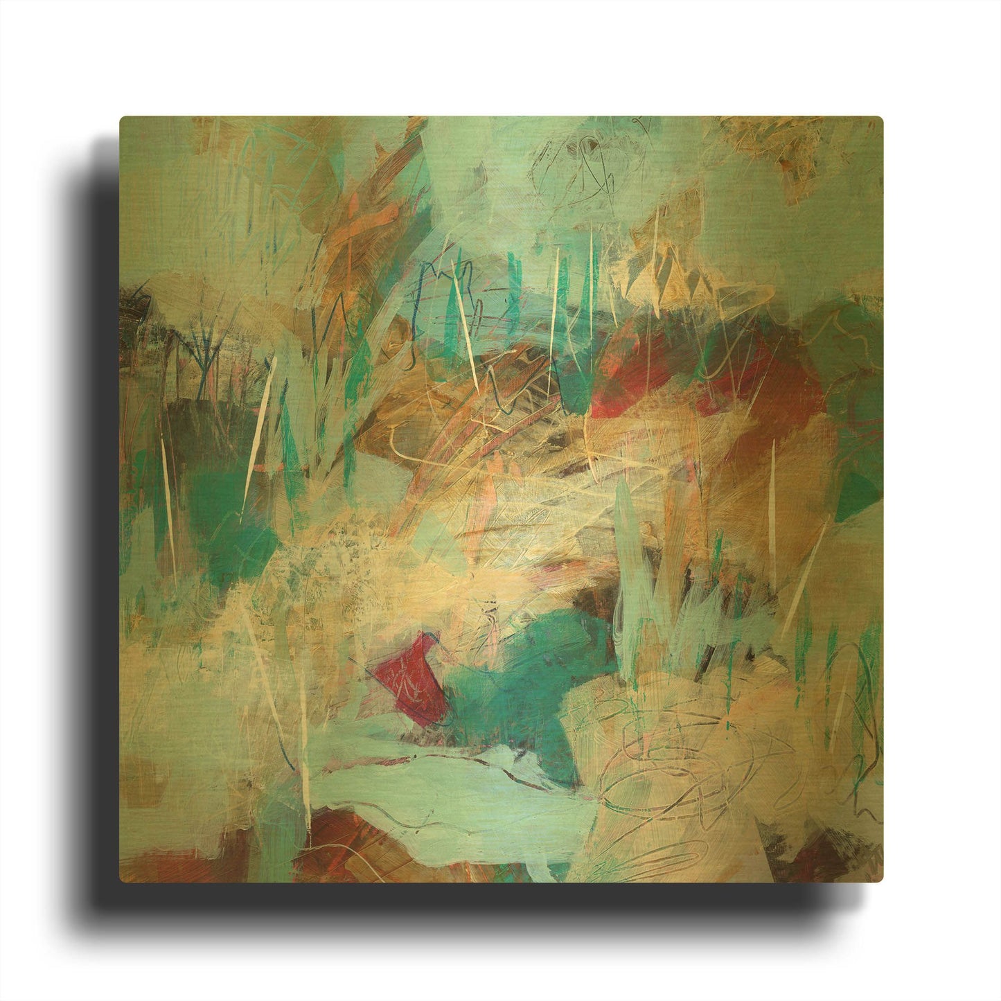 'Field Notes No 9' By Ann Thompson Nemcosky Gold Metal Wall Art
