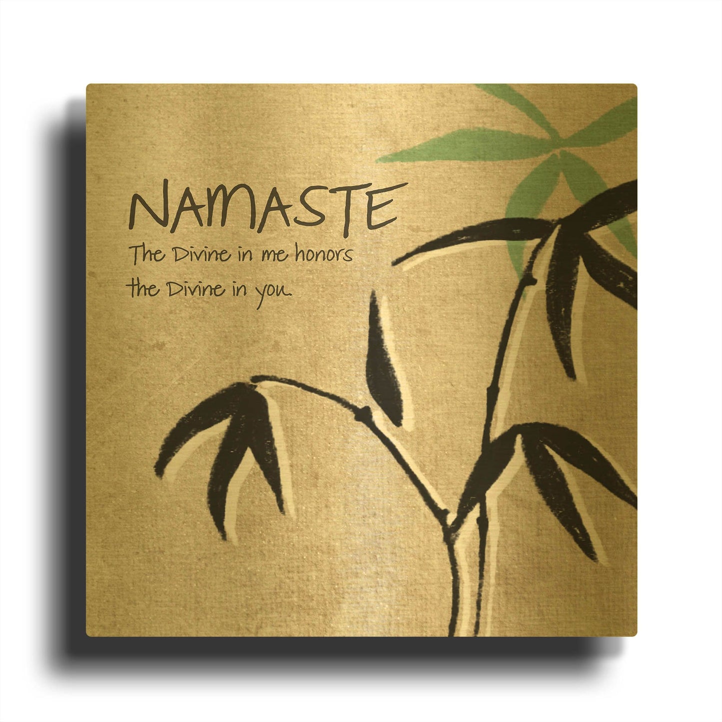 'Namaste' By Linda Woods Gold Metal Wall Art