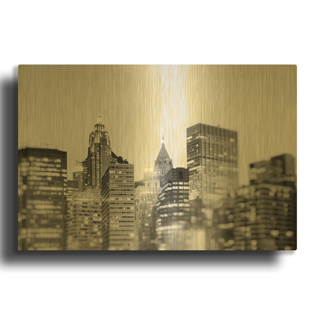 'New York 3' By Carina Okula Gold Metal Wall Art