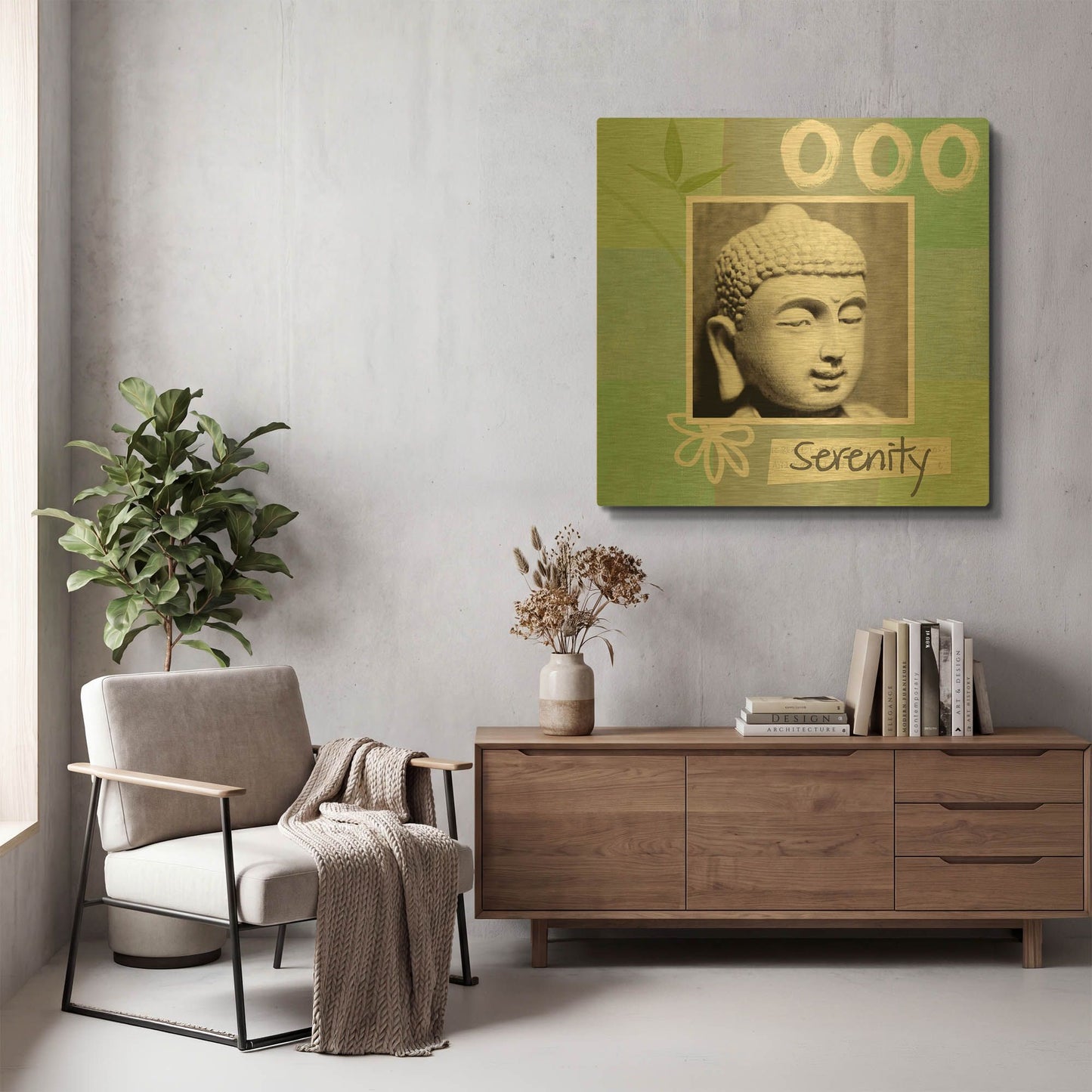 'Serenity' By Linda Woods Gold Metal Wall Art