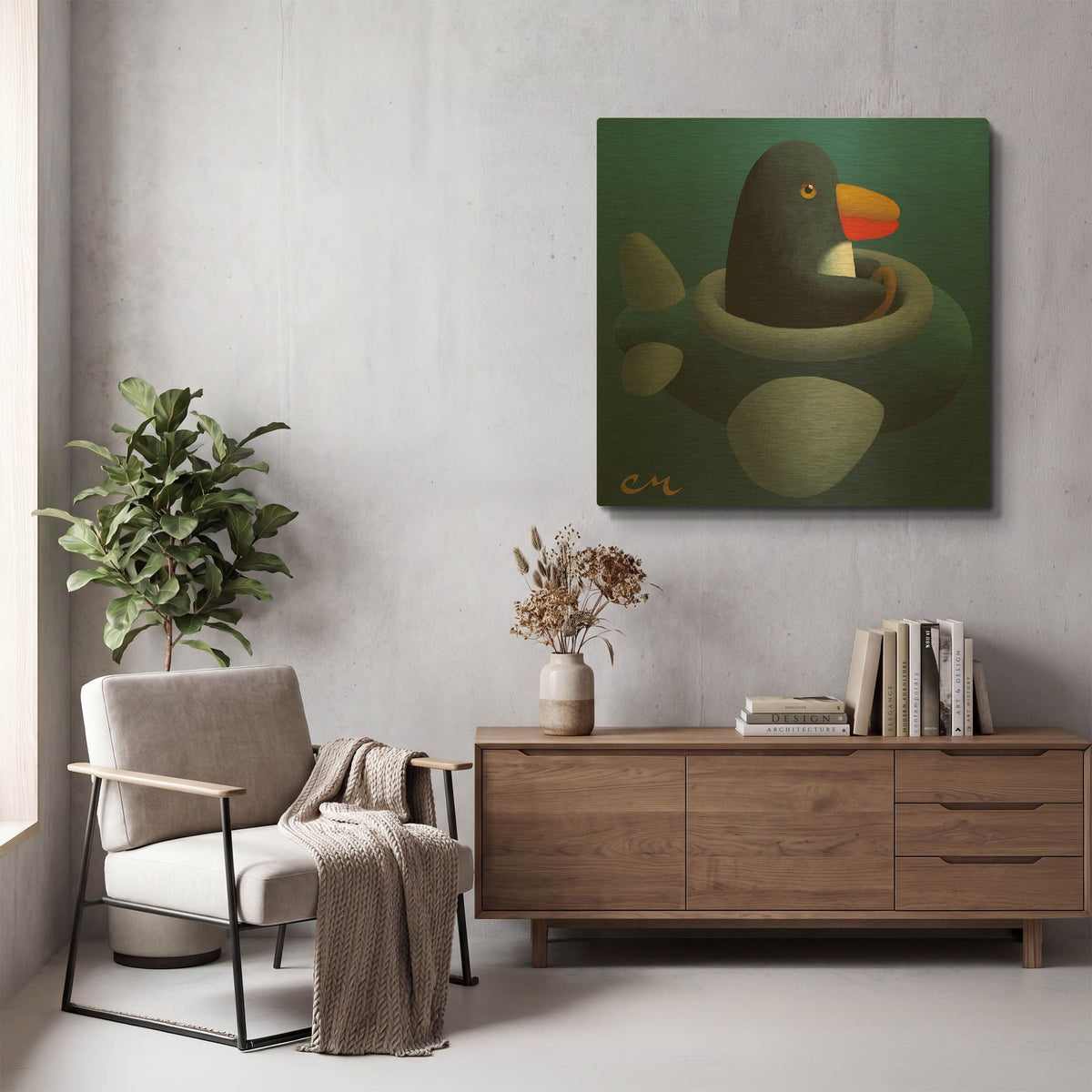 'Penguin' By Chris Miles Gold Metal Wall Art