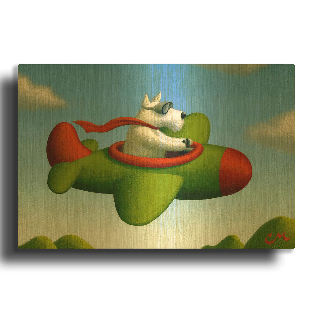 'Frequent Flier No 1' By Chris Miles Gold Metal Wall Art