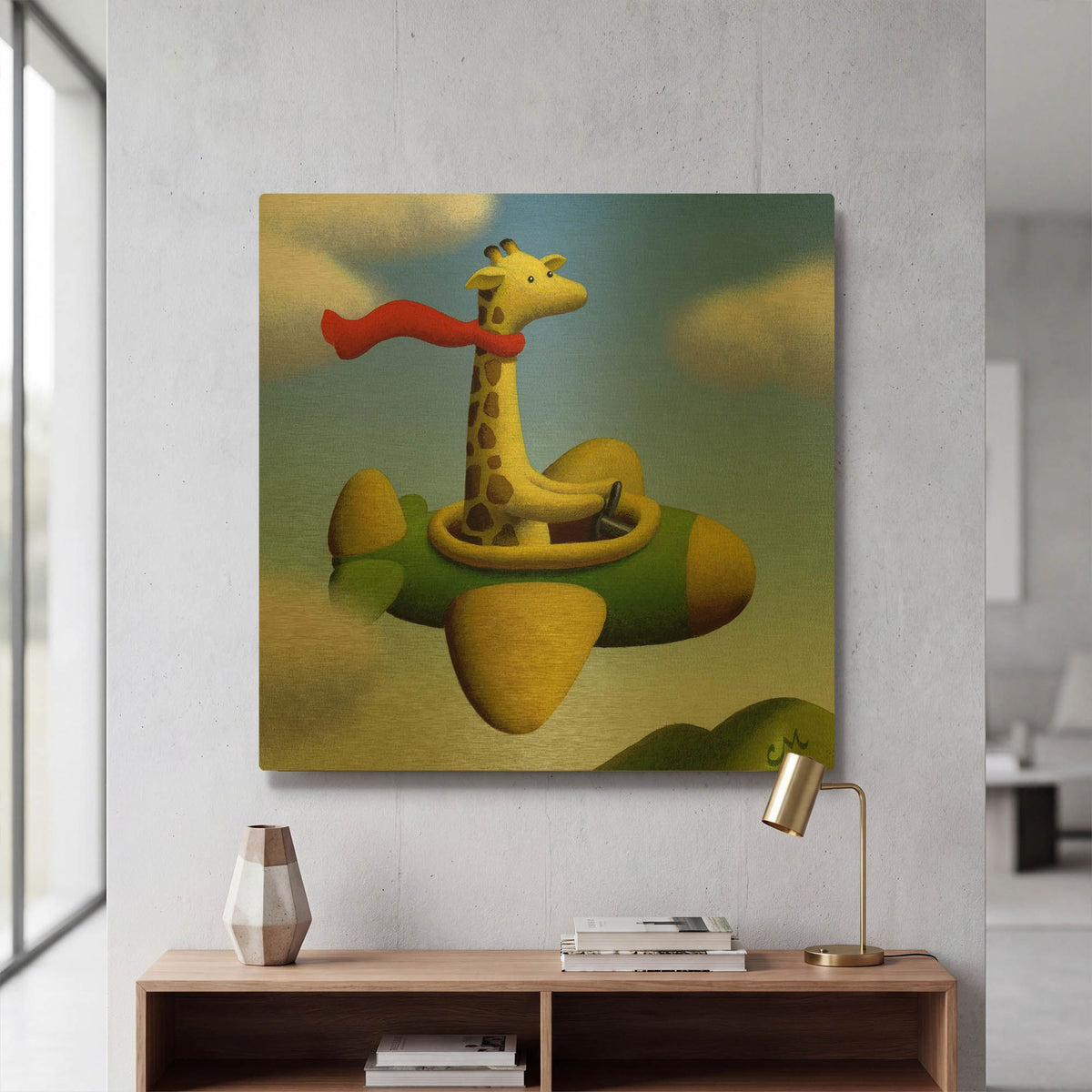 'Frequent Flier No 2' By Chris Miles Gold Metal Wall Art