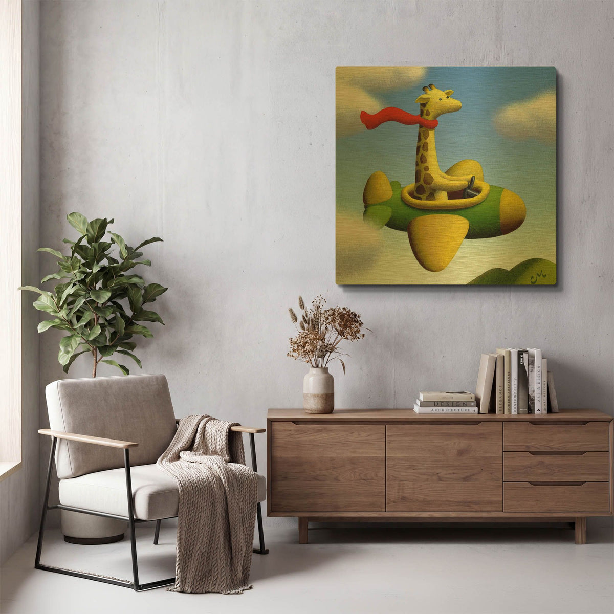 'Frequent Flier No 2' By Chris Miles Gold Metal Wall Art