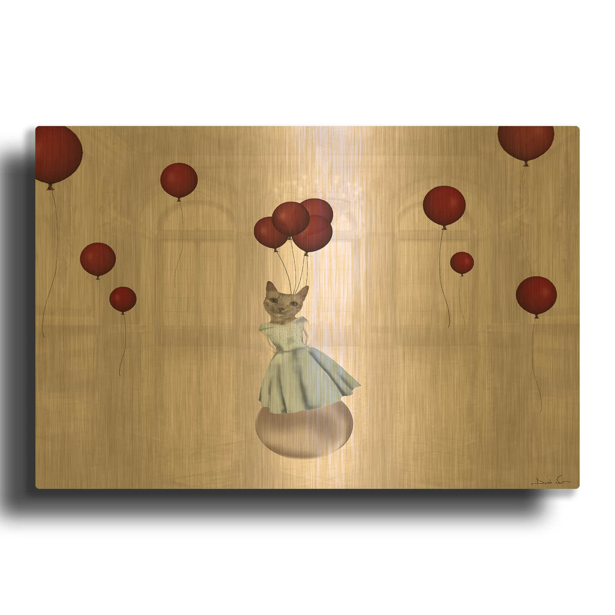 'Ball With Balloons' By Daniela Nocito Gold Metal Wall Art