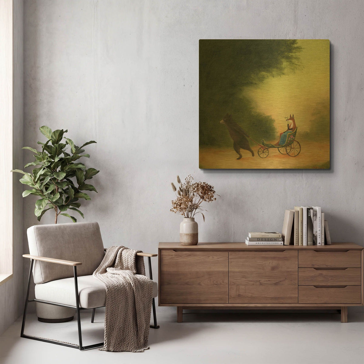 'La Passeggiata Of The Lady Dowager' By DD McInnes Gold Metal Wall Art