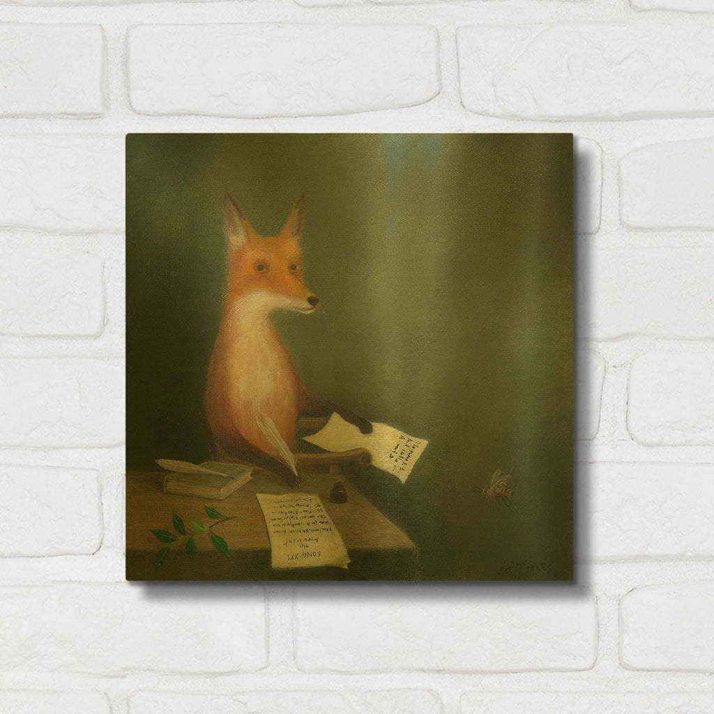 'Michael Drayton Writing Poly Olbion' By DD McInnes Gold Metal Wall Art