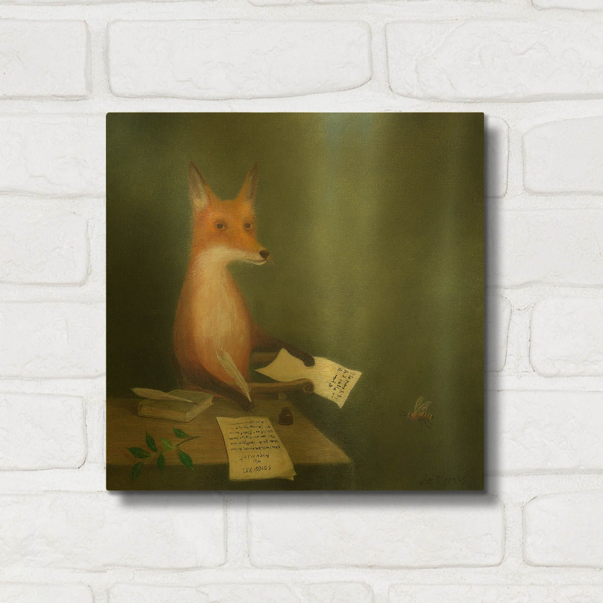 'Michael Drayton Writing Poly Olbion' By DD McInnes Gold Metal Wall Art