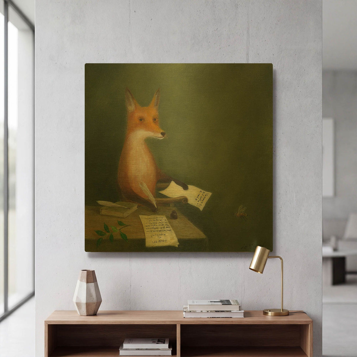 'Michael Drayton Writing Poly Olbion' By DD McInnes Gold Metal Wall Art