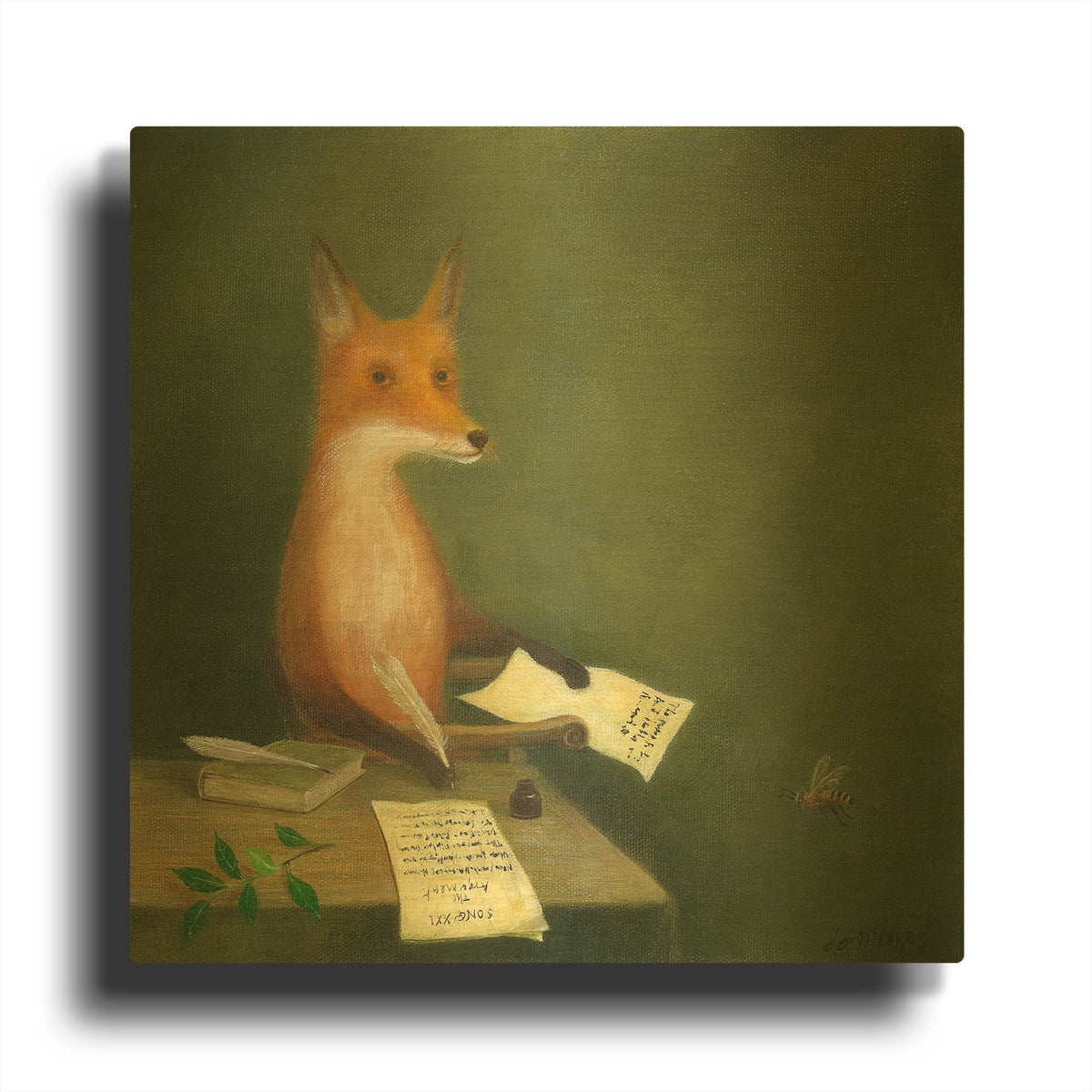 'Michael Drayton Writing Poly Olbion' By DD McInnes Gold Metal Wall Art