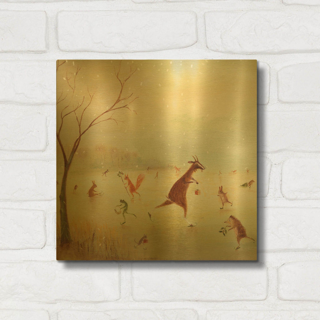 'The Winter Skaters' By DD McInnes Gold Metal Wall Art