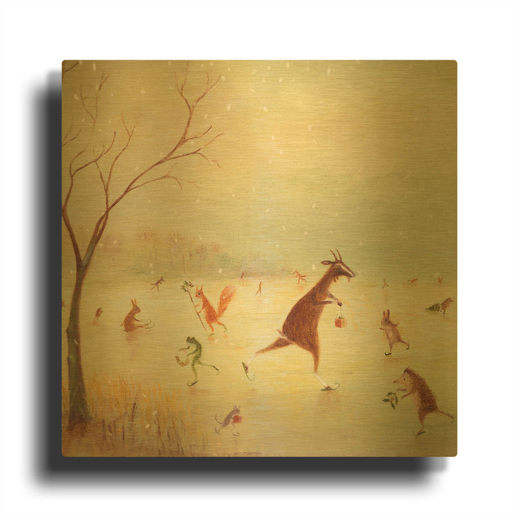 'The Winter Skaters' By DD McInnes Gold Metal Wall Art