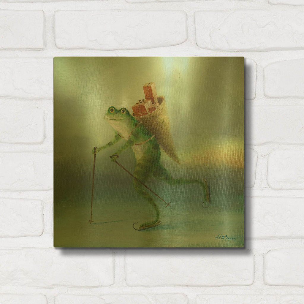 'The Yuletide Frog' By DD McInnes Gold Metal Wall Art