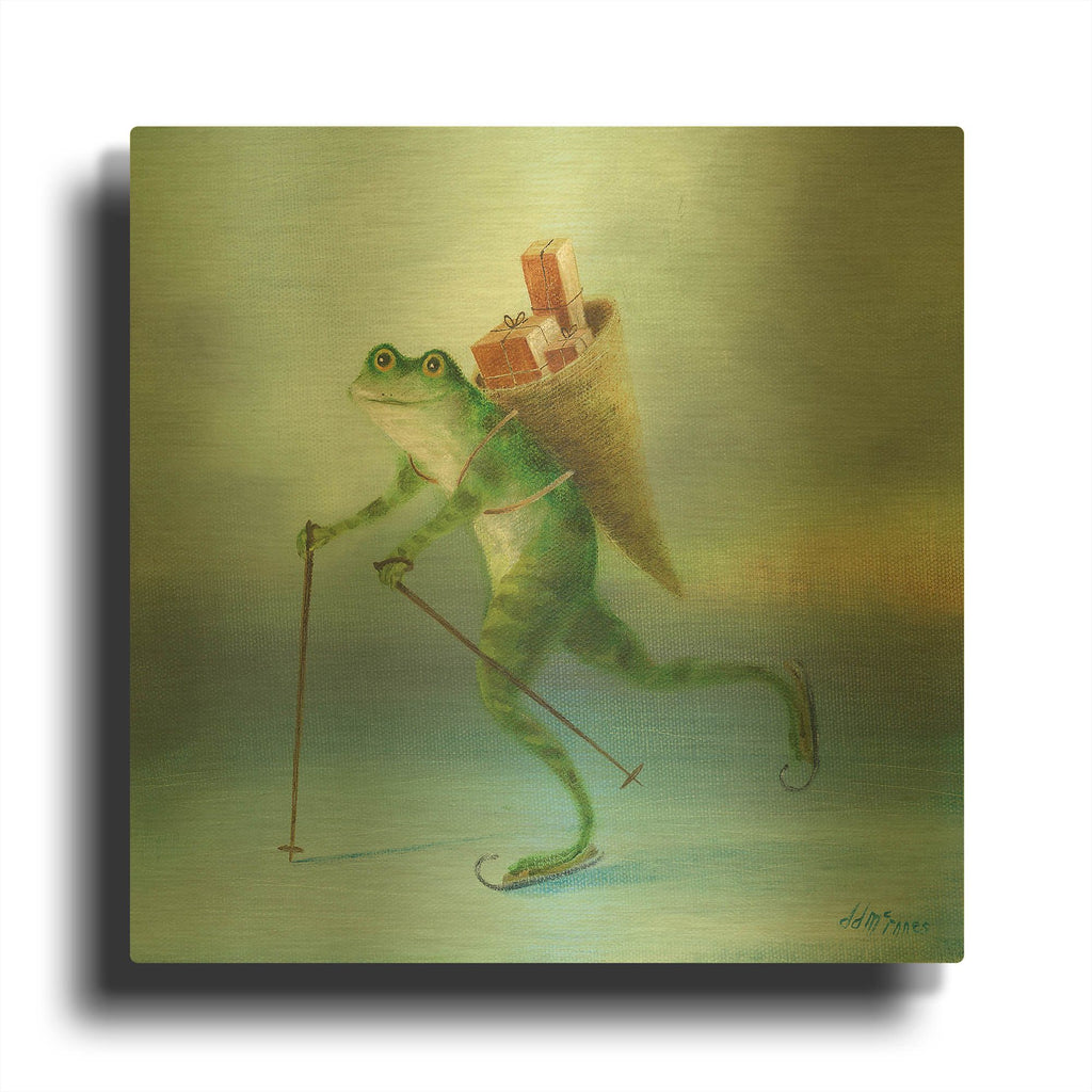 'The Yuletide Frog' By DD McInnes Gold Metal Wall Art