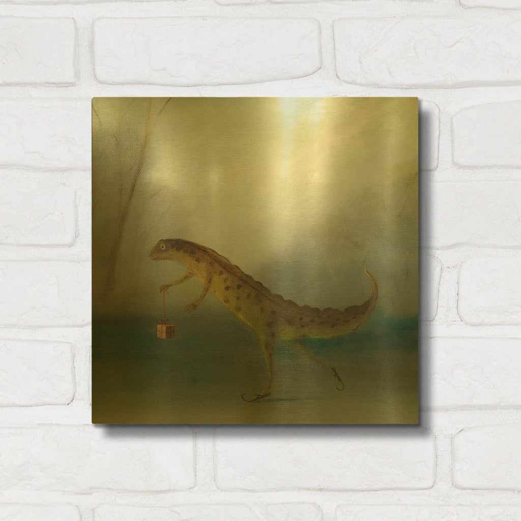 'The Yuletide Newt' By DD McInnes Gold Metal Wall Art