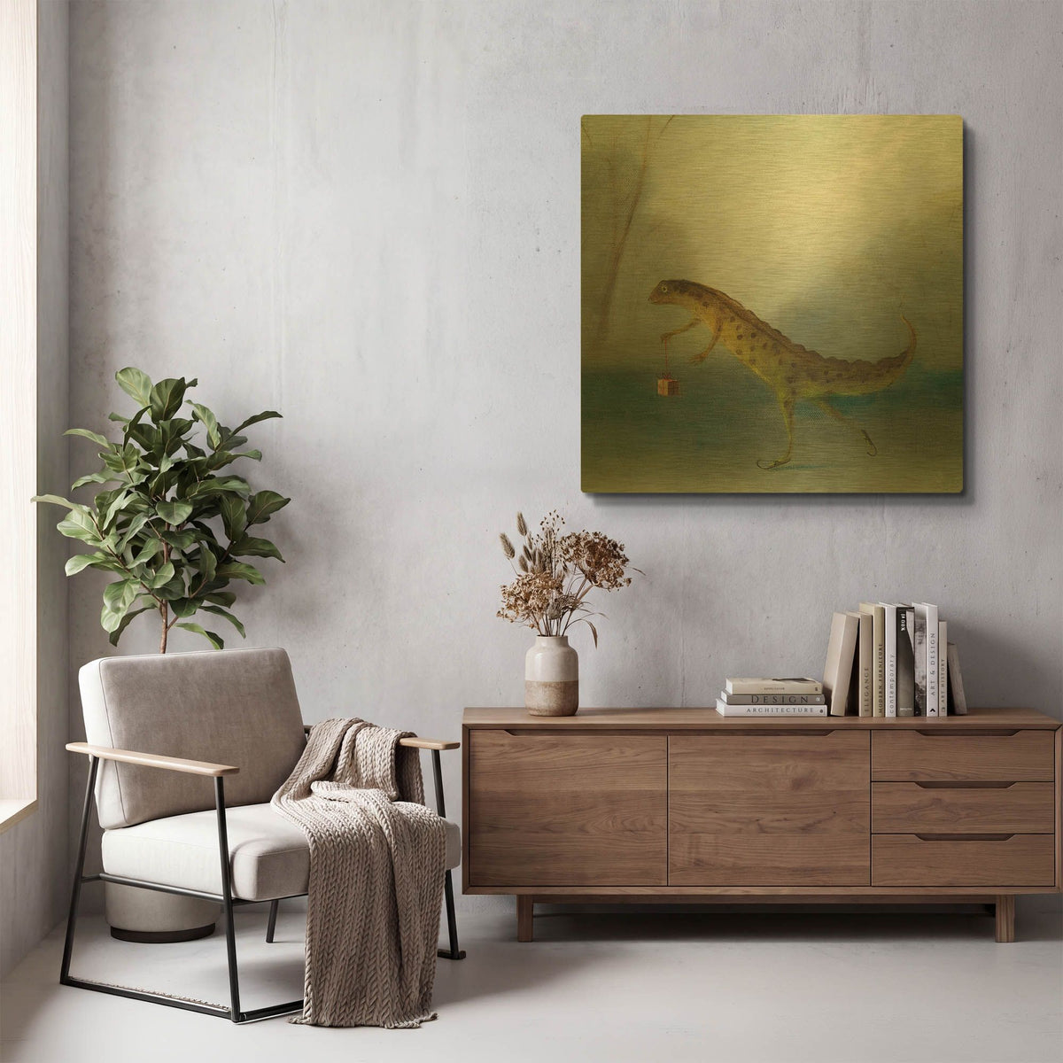 'The Yuletide Newt' By DD McInnes Gold Metal Wall Art