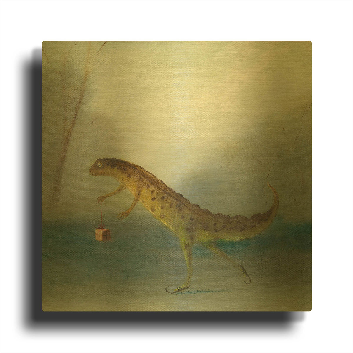 'The Yuletide Newt' By DD McInnes Gold Metal Wall Art