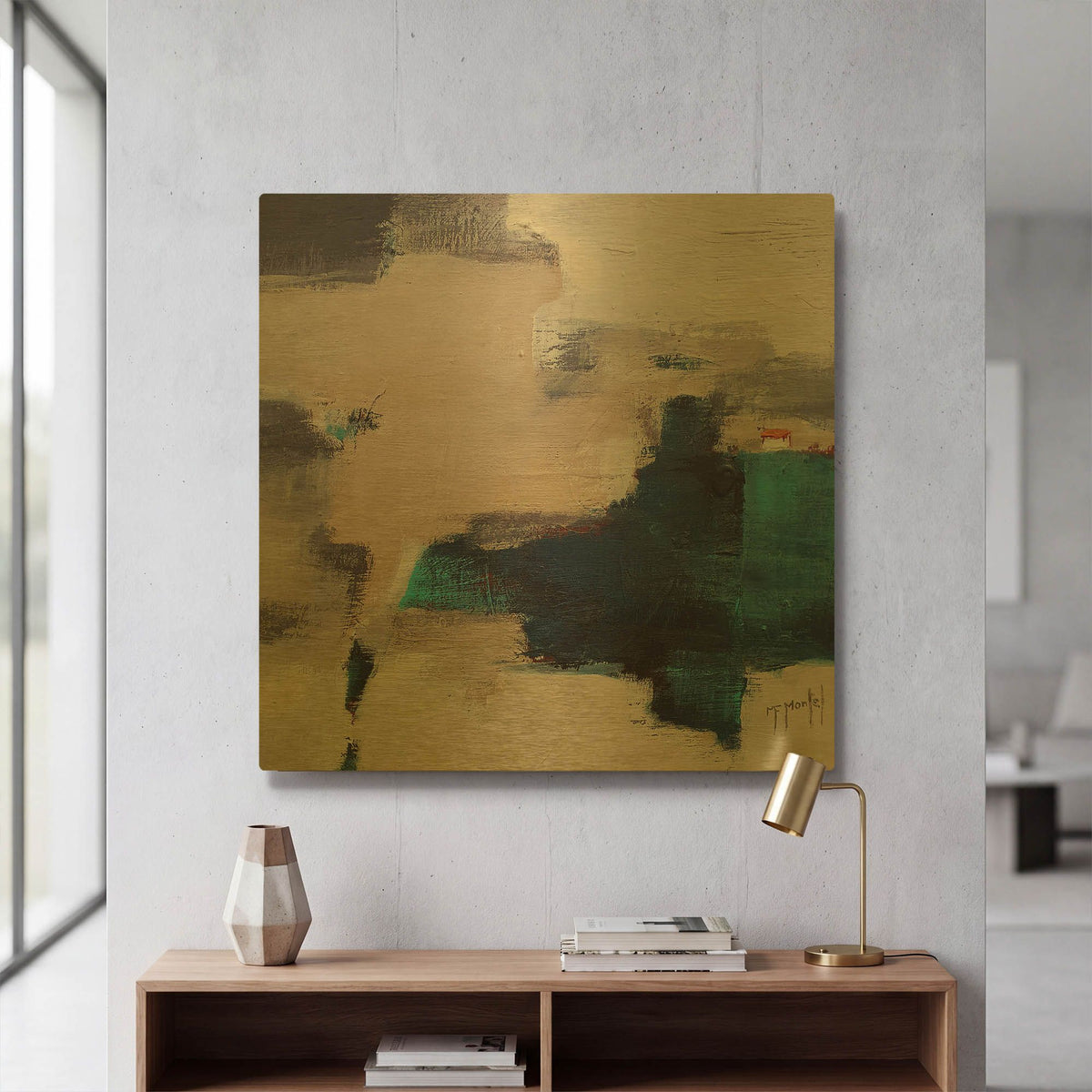 'The House By The Lake' By Fanou Montel Gold Metal Wall Art