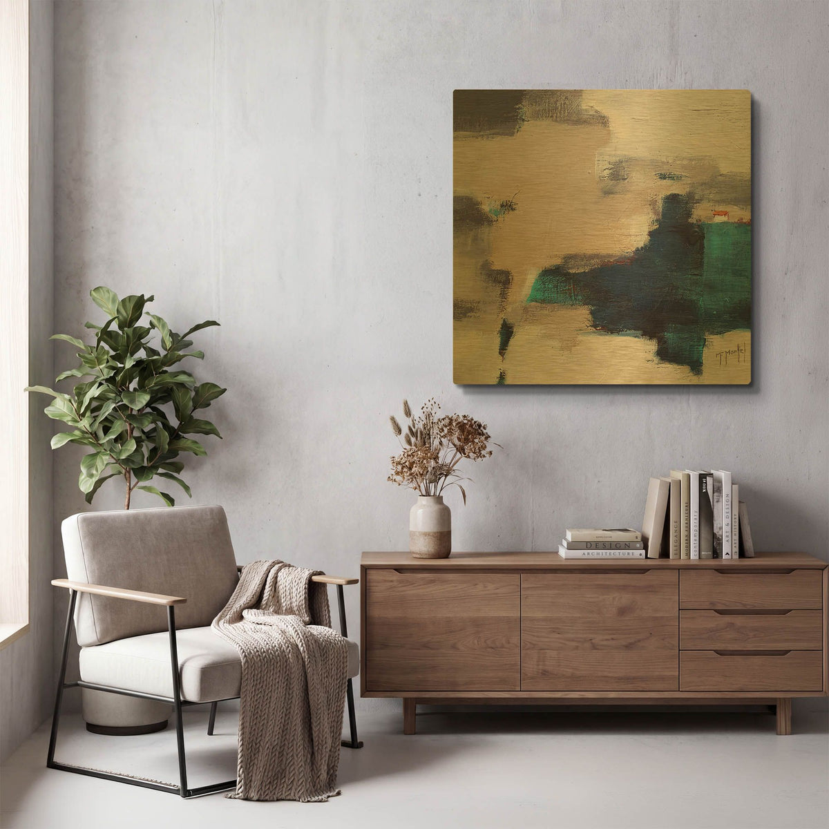 'The House By The Lake' By Fanou Montel Gold Metal Wall Art