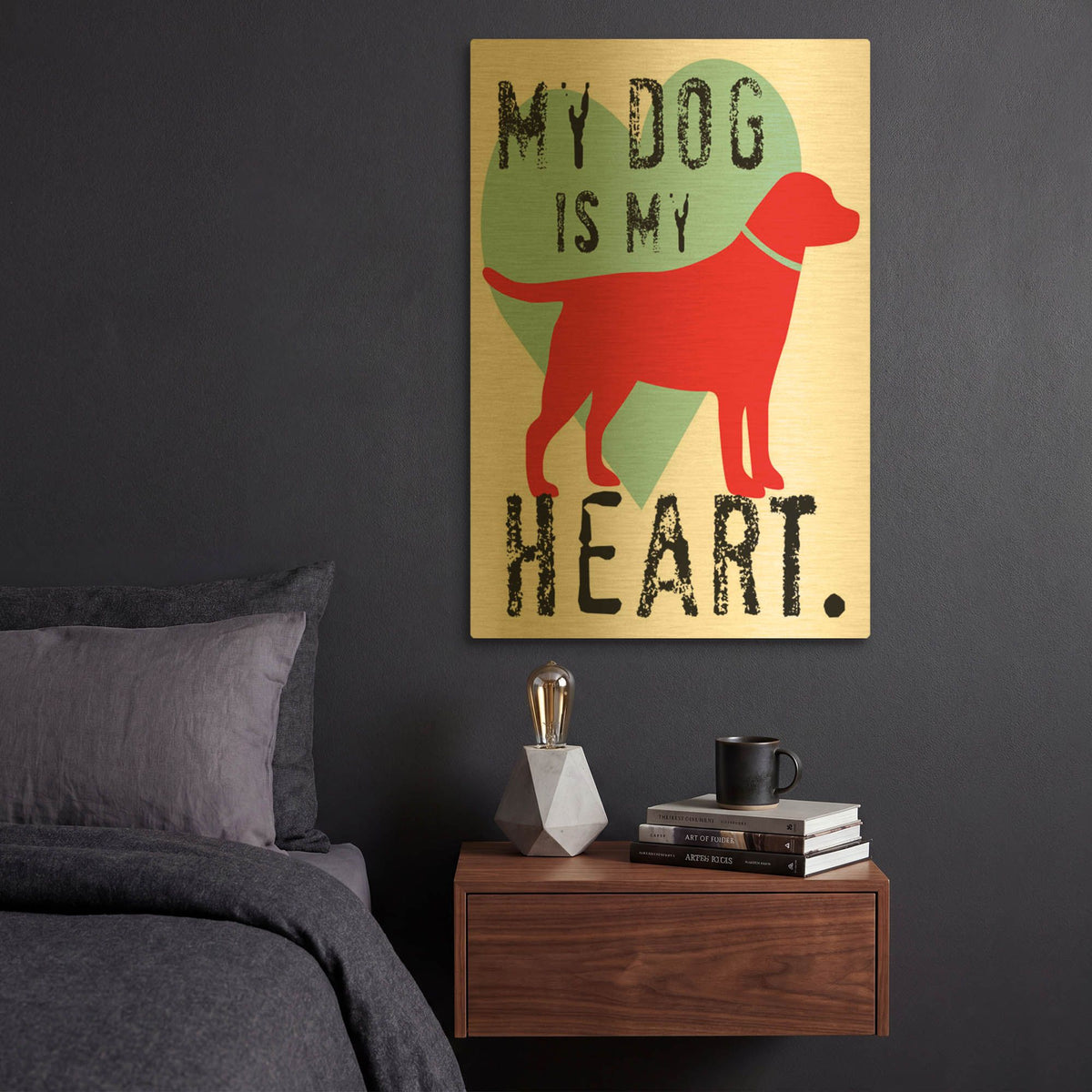 'My Dog Is My Heart' By Ginger Oliphant Gold Metal Wall Art