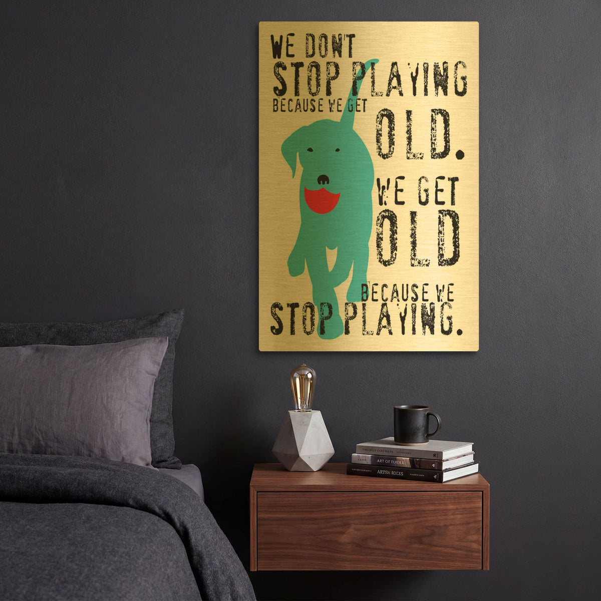 'Dont Stop Playing' By Ginger Oliphant Gold Metal Wall Art
