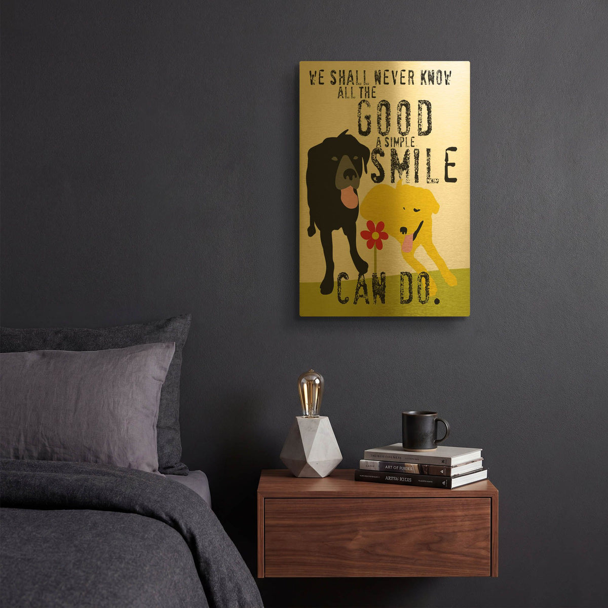 'The Good A Simple Smile Can Do' By Ginger Oliphant Gold Metal Wall Art