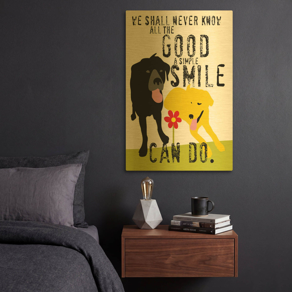 'The Good A Simple Smile Can Do' By Ginger Oliphant Gold Metal Wall Art