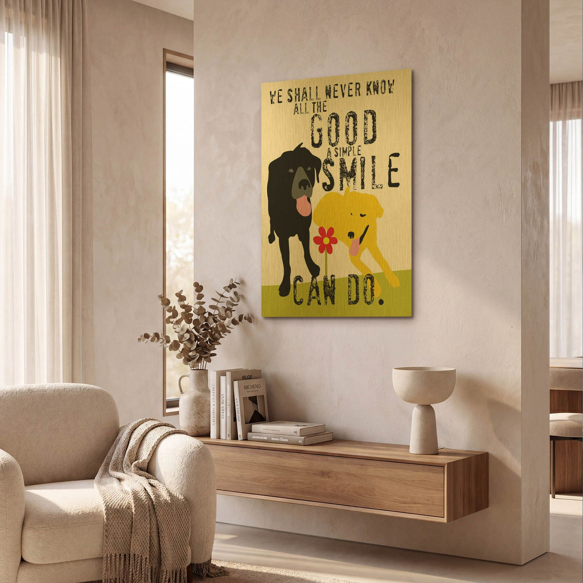 'The Good A Simple Smile Can Do' By Ginger Oliphant Gold Metal Wall Art