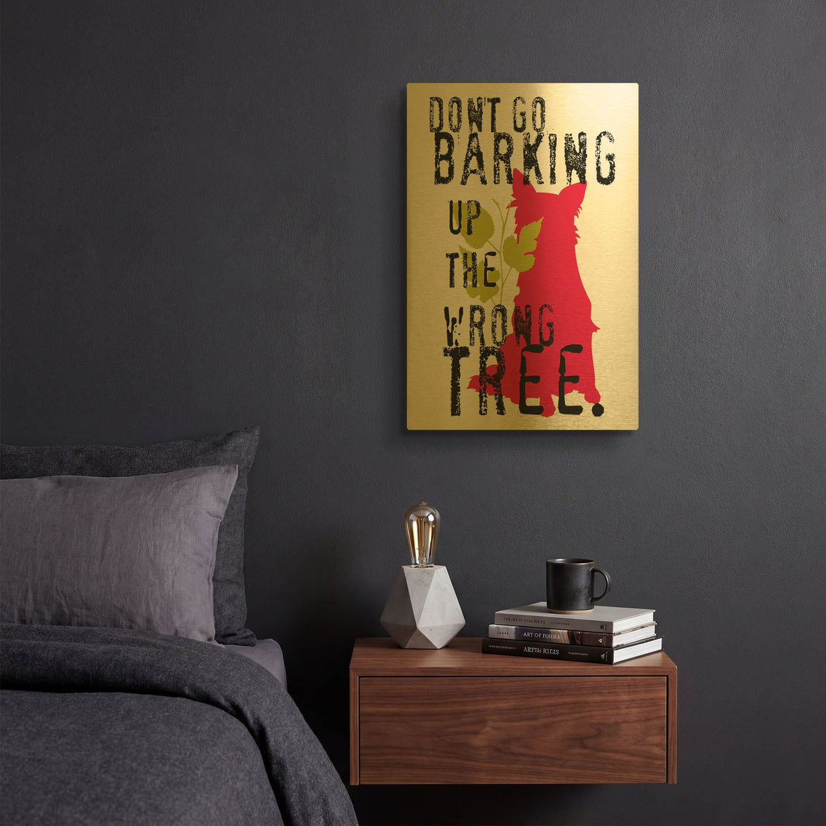 'Dont Go Barking' By Ginger Oliphant Gold Metal Wall Art