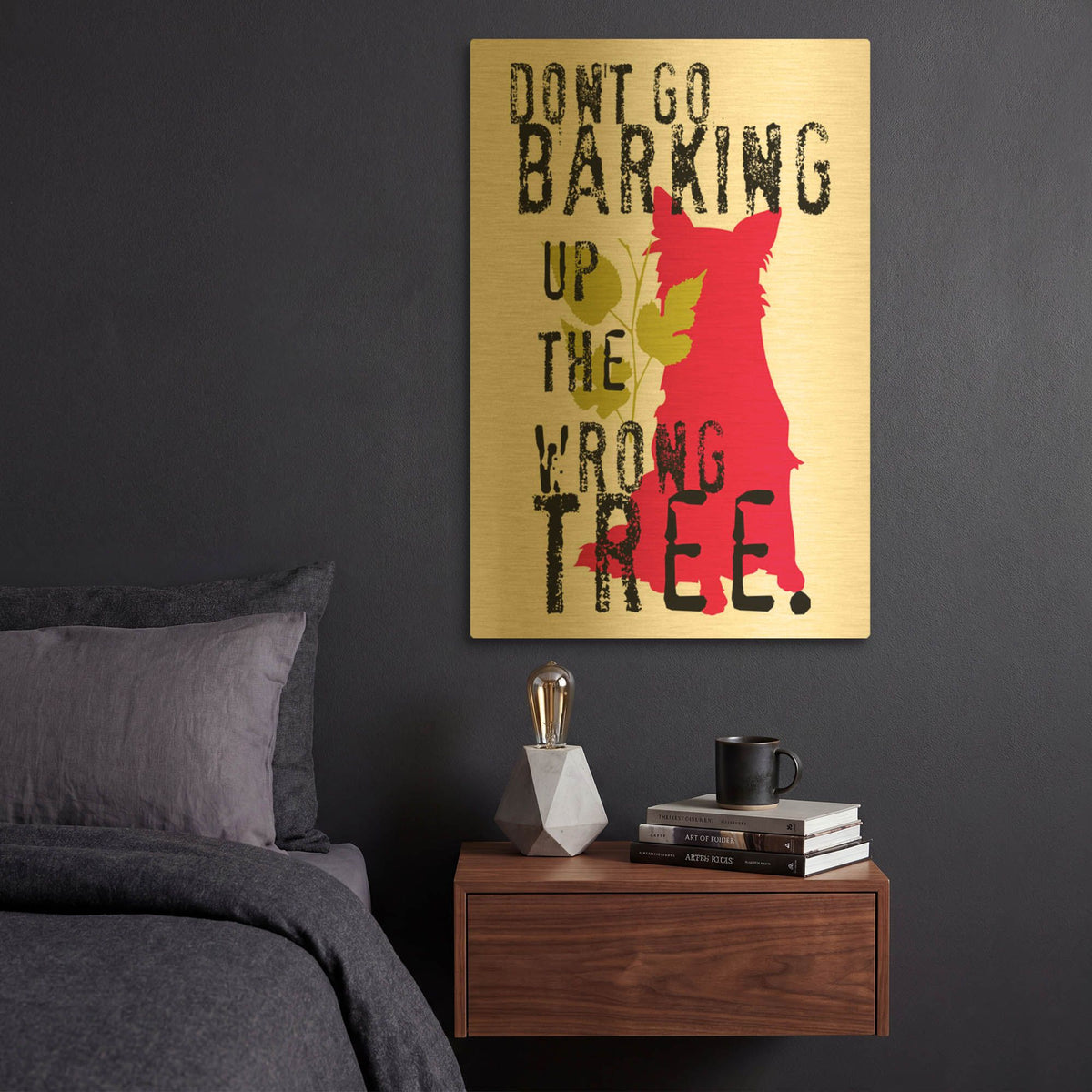'Dont Go Barking' By Ginger Oliphant Gold Metal Wall Art