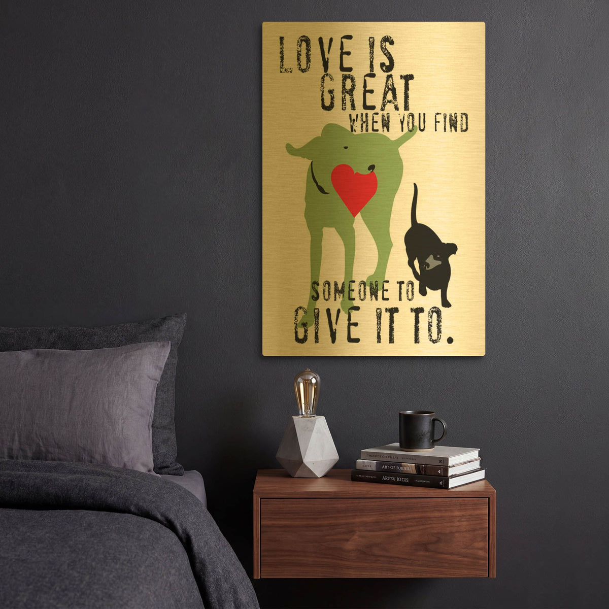 'Love Is Great' By Ginger Oliphant Gold Metal Wall Art