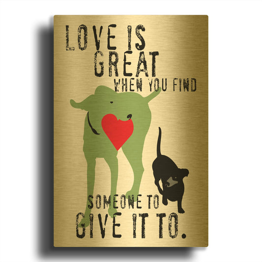 'Love Is Great' By Ginger Oliphant Gold Metal Wall Art