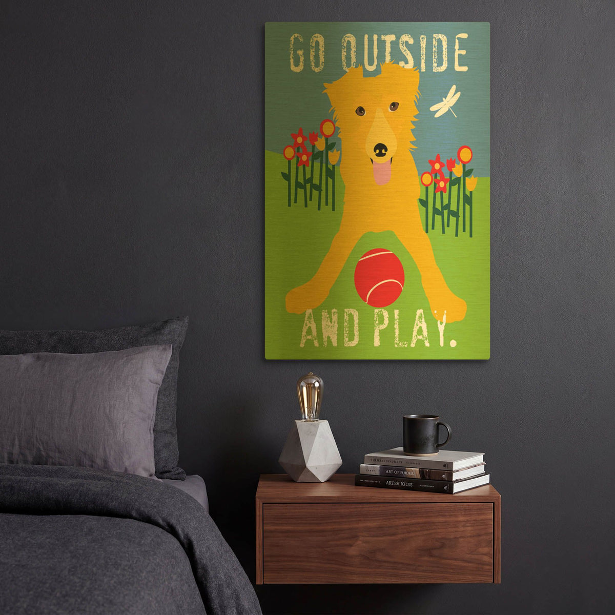 'Go Outside And Play' By Ginger Oliphant Gold Metal Wall Art