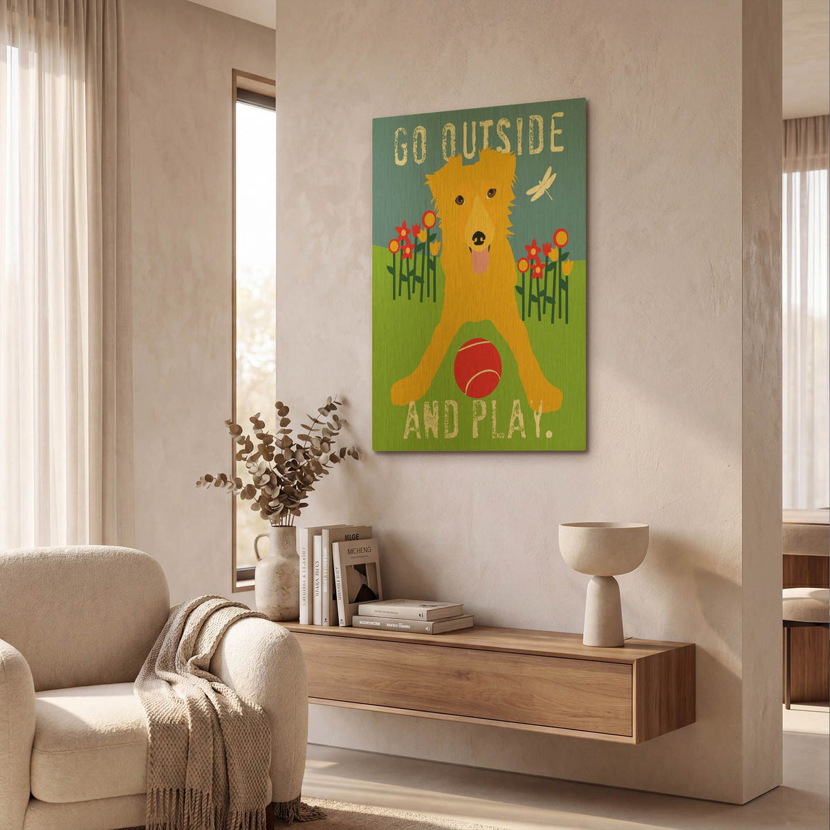 'Go Outside And Play' By Ginger Oliphant Gold Metal Wall Art