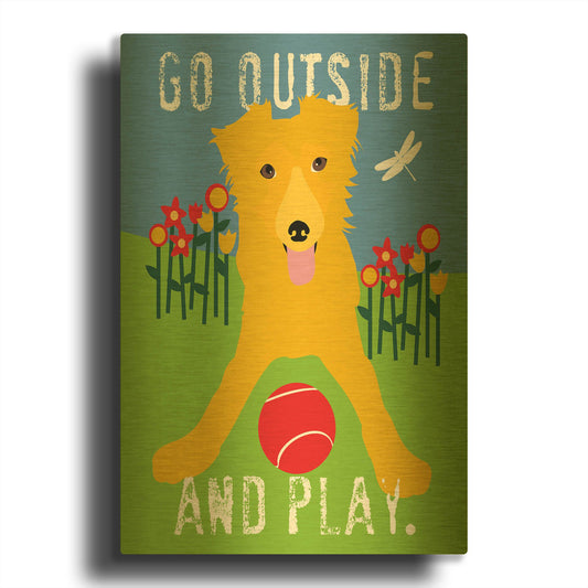 'Go Outside And Play' By Ginger Oliphant Gold Metal Wall Art